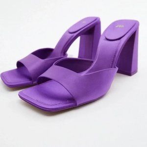 COPY - Zara High Heeled Satin Mules